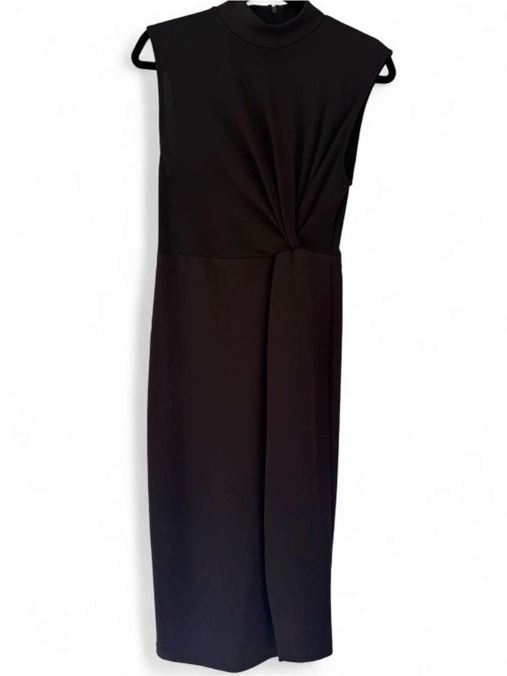 Zara Black Twist-Detail Sleeveless Midi Dress